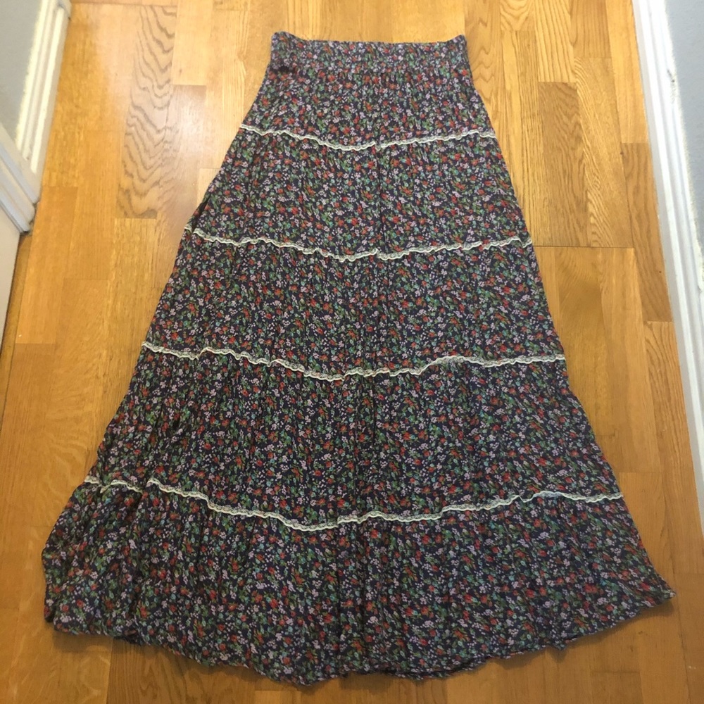 Prairie Floral Maxi Boho Skirt